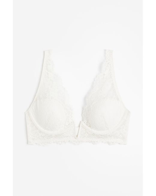 H&M White Wattierter Bügel-BH aus Spitze