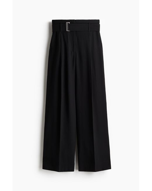 Wide belted trousers H&M en coloris Black