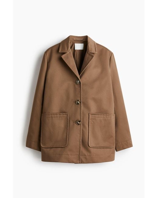 H&M Brown Oversized Jacke aus Twill