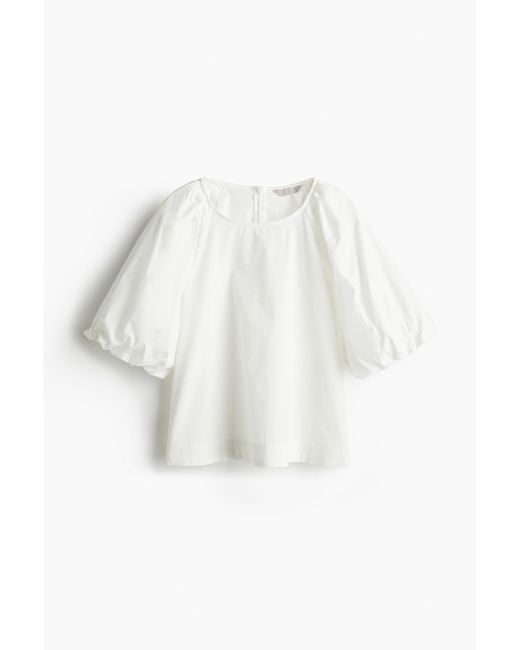 H&M White Bluse mit Puffärmeln