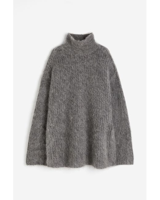 H&M Gray Turtleneck-Pullover aus Mohairmix