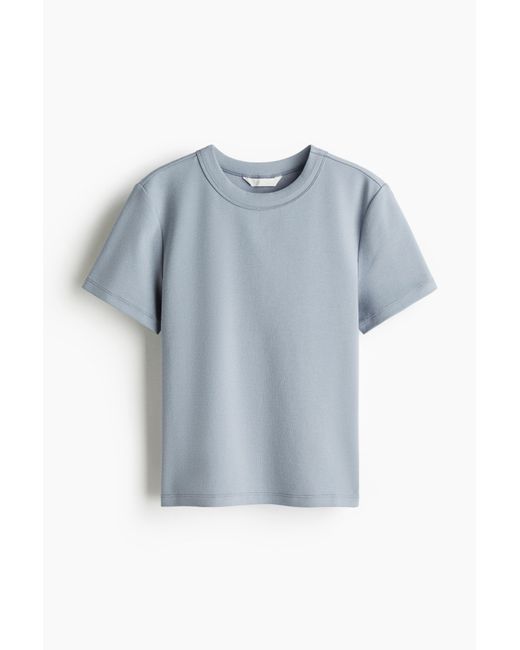 H&M Nauwsluitend Katoenen T-shirt in het Blue
