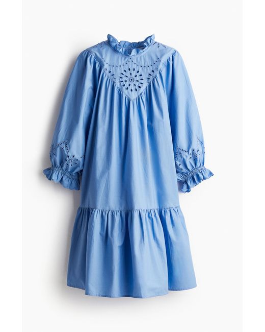 H&M Blue Kleid mit Broderie Anglaise