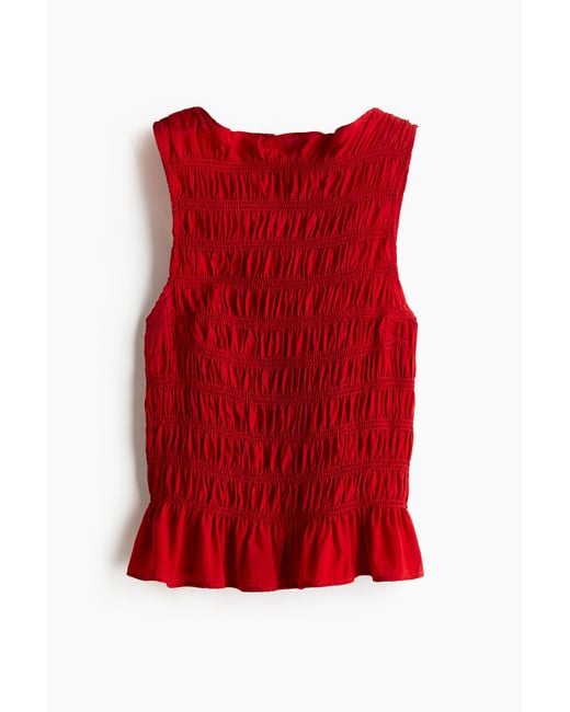 H&M Red Gesmoktes Top