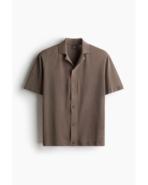 H&M Freizeithemd aus Feinstrick in Regular Fit in Brown für Herren