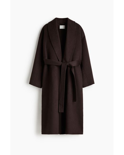 H&M Black Handgefertigter Mantel aus Wollmix