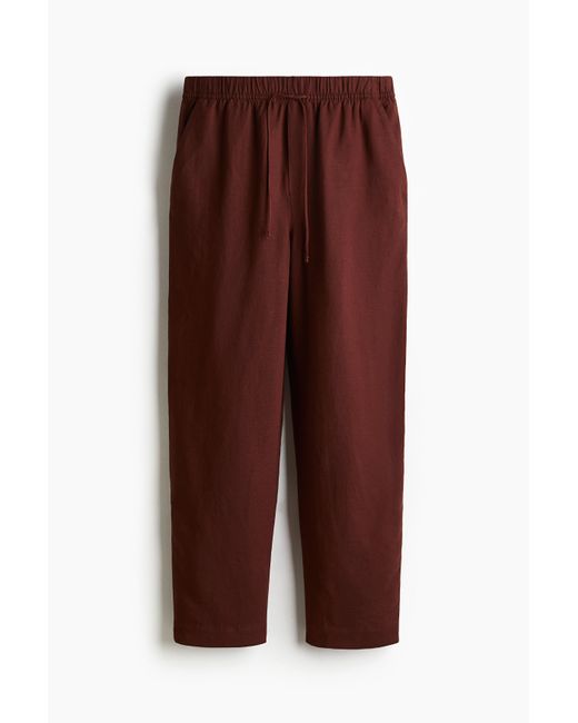H&M Brown Kordelzughose aus Leinenmix