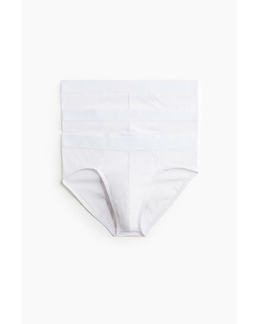 H&M 3er-Pack Slips mit Lycra in White für Herren