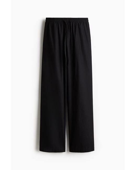 H&M Katoenen Broek Met Drawstring in het Black