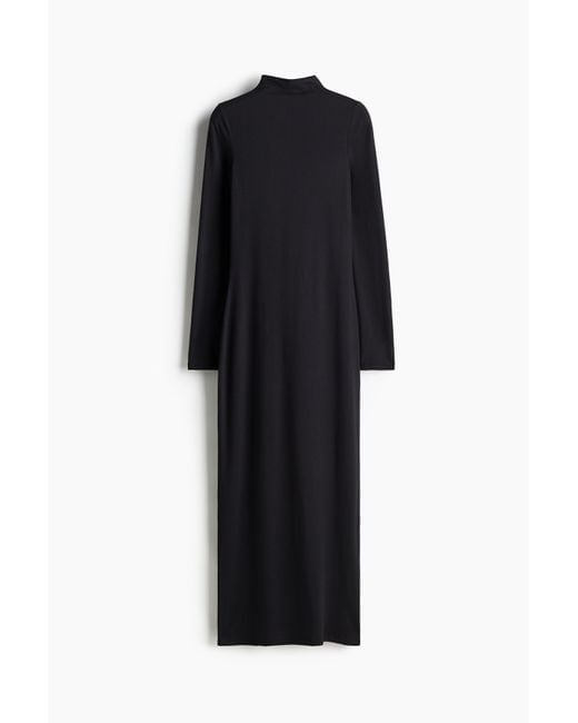 Robe Maxi Avec Col Cheminée H&M en coloris Black