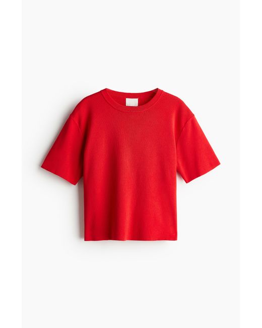 H&M Red Feinstrickshirt