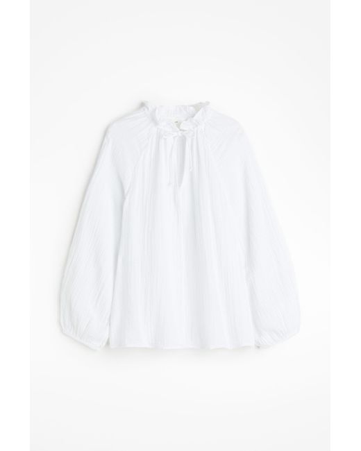 H&M Mousseline Popover-blouse in het White