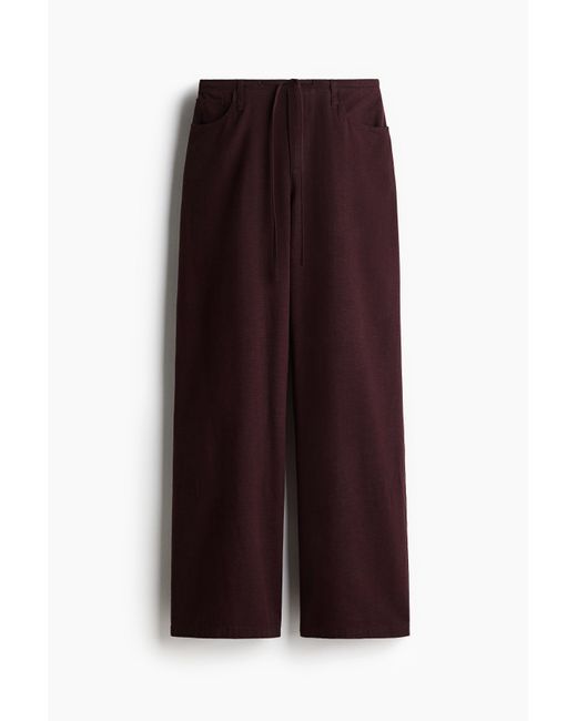 H&M Broek Van Linnenmix Met Drawstring in het Purple