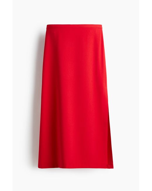 H&M Red Jupe mit Seitenschlitz
