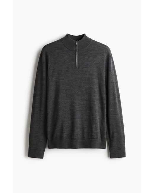 H&M Ziptop-trui Van Merinoswol in het Black voor heren