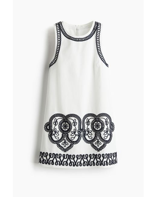 H&M White Besticktes Etuikleid