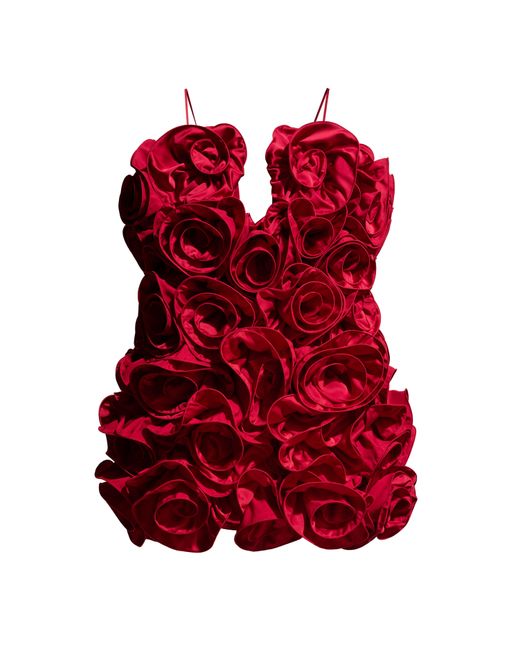 H&M Red Satinkleid mit Volants
