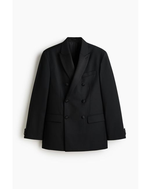 H&M Smokingjacke aus Wollmix in Relaxed Fit in Black für Herren