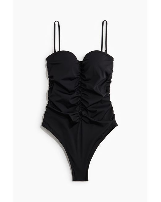 H&M Black Bandeau-Badeanzug Medium Shape