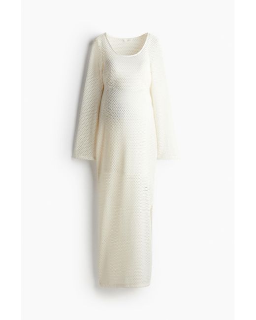 H&M White MAMA Kleid in Ajourstrick