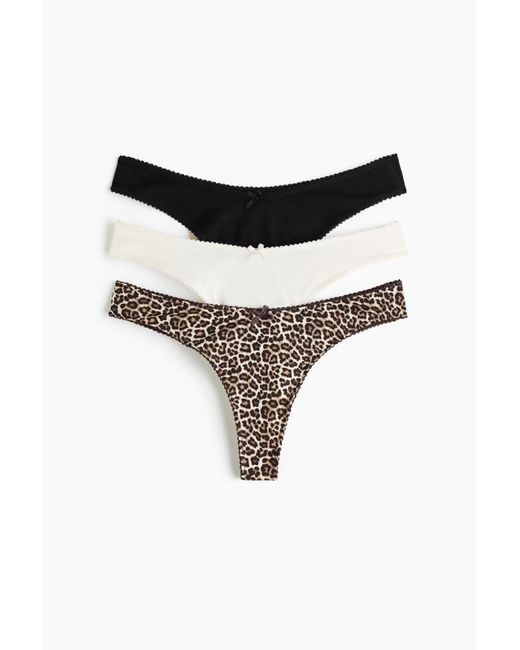 H&M Set Van 3 Katoenen Slips in het Black