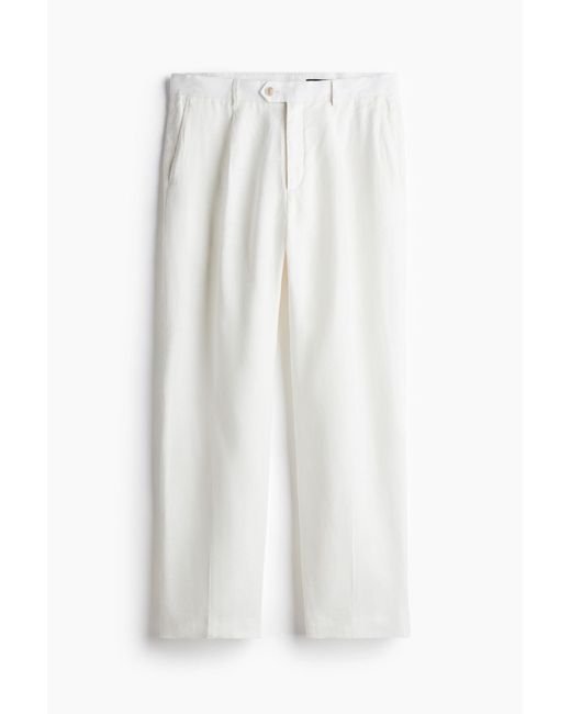 H&M Anzughose aus Leinen in Relaxed Fit in White für Herren