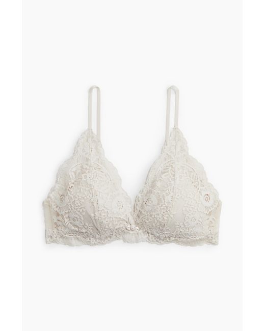 H&M White Wattierter Soft-BH mit Spitze