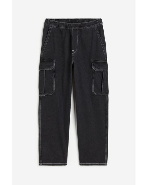 H&M Cargo-Joggpants aus Denim in Loose Fit in Black für Herren