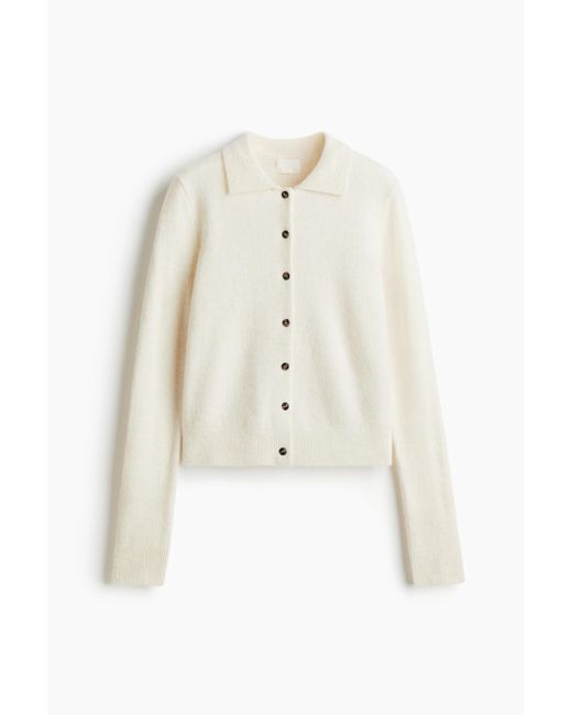 H&M White Cardigan mit Kragen