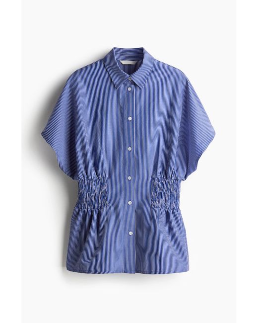 H&M Blue Kleid mit gesmokter Taille