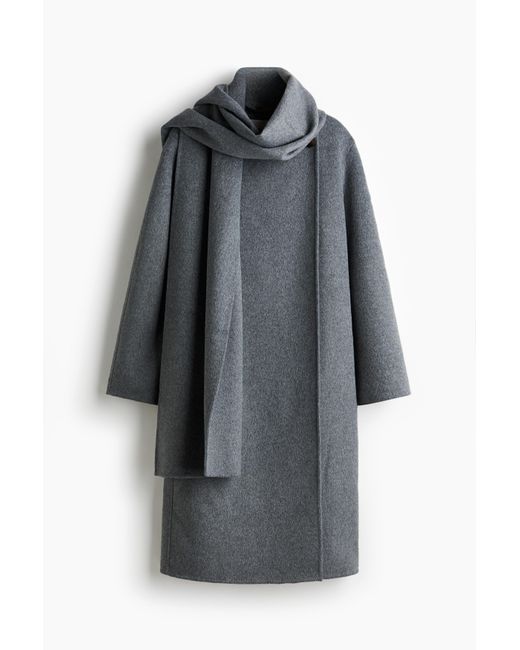 H&M Gray Handgefertigter Mantel aus Wollmix