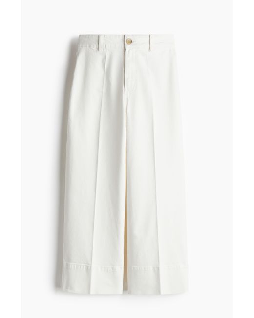 H&M White Wide High Cropped Jeans