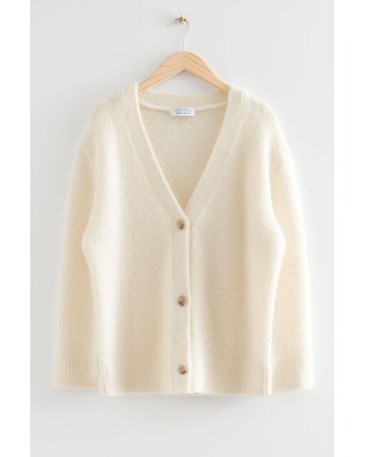 H&M Oversized Wool Knit Cardigan in Natural | Lyst Canada