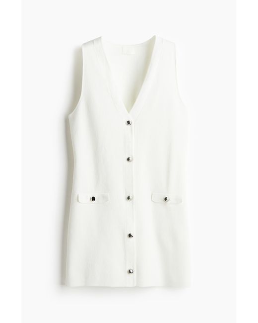 H&M Jurk Met V-hals in het White
