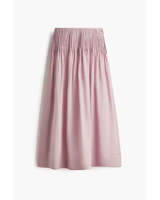 H&M Pink Ramie-Rock mit Biesen