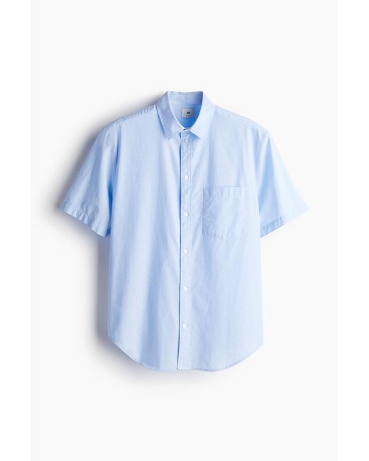 H&M Kurzarmhemd in Regular Fit in Blue für Herren