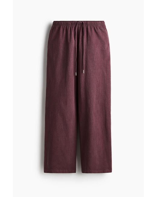 H&M Purple Baumwollhose im Washed-Look