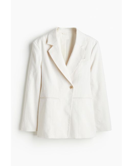 H&M White Taillierter Blazer aus Leinenmix
