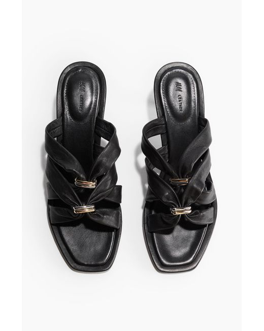 H&M Leren Sandaletten in het Black