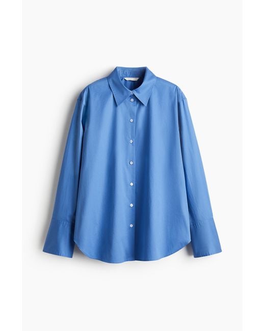 H&M Popeline Overhemdblouse in het Blue