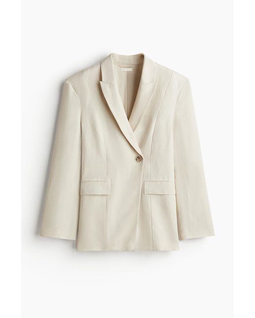 H&M Natural Blazer aus Leinenmix
