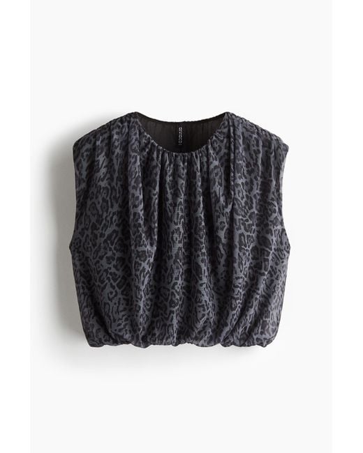 H&M Black Drapiertes Top aus Mesh