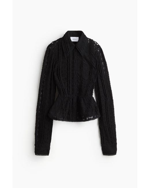 H&M Kanten Peplumblouse in het Black