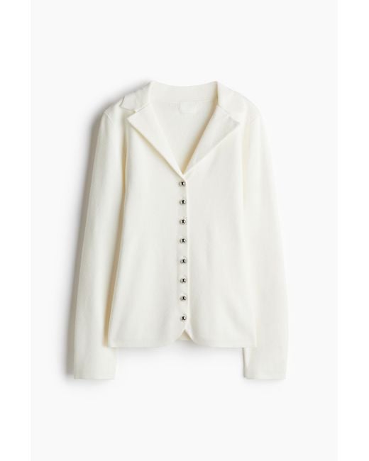 H&M White Feinstrick-Cardigan