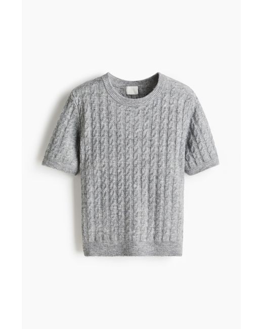 H&M Gray Pullover mit Zopfmuster