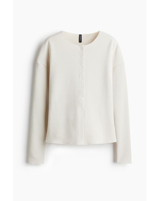 H&M Textured-knit Cardigan in het White