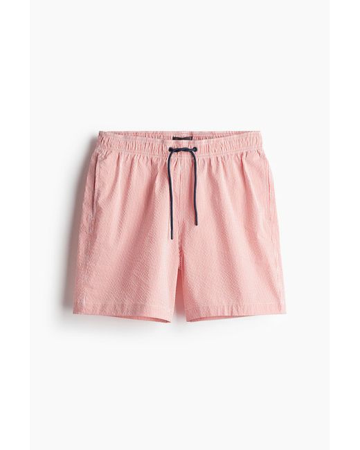 H&M Badeshorts aus Seersucker in Pink für Herren