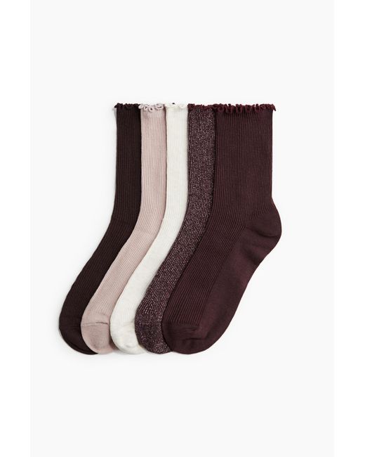 H&M Purple 5er-Pack Gerippte Socken