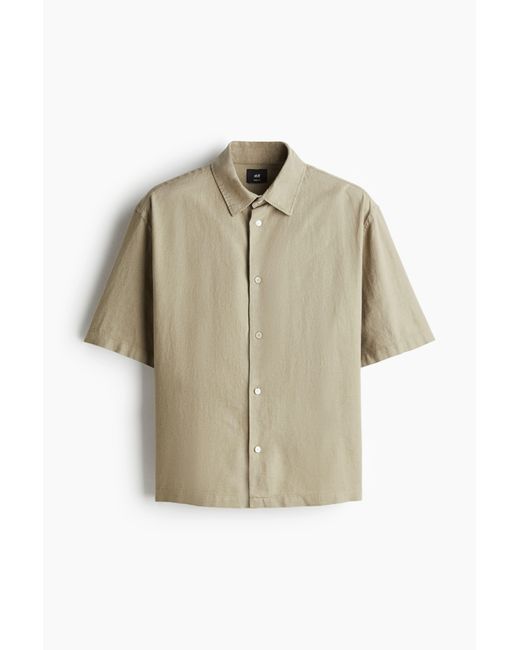 H&M Kurzarmhemd aus Leinenmix in Loose Fit in Natural für Herren