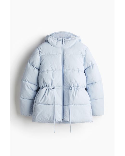 H&M Blue Oversized Puffer-Jacke mit Tunnelzug